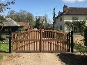 Front view, Sapele Hardwood treated in light brown